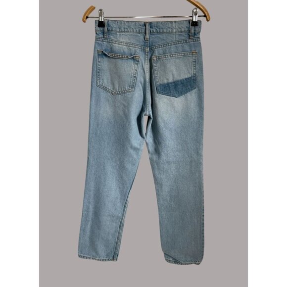 Reformation Cynthia Patch High Rise Straight Jeans in Tahoe Light Wash Denim Siz - Picture 6 of 9